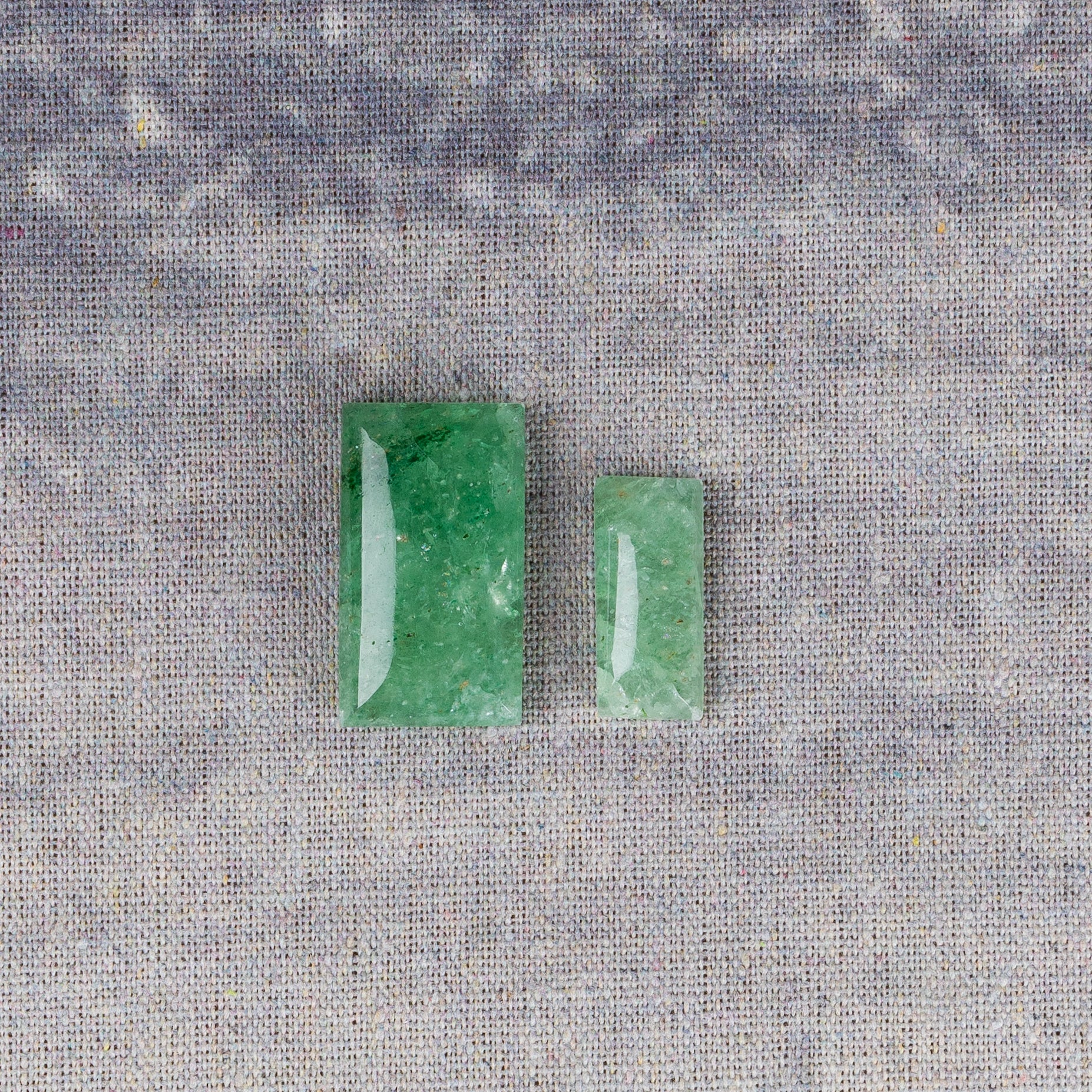 cabochon grand et petit quartz vert