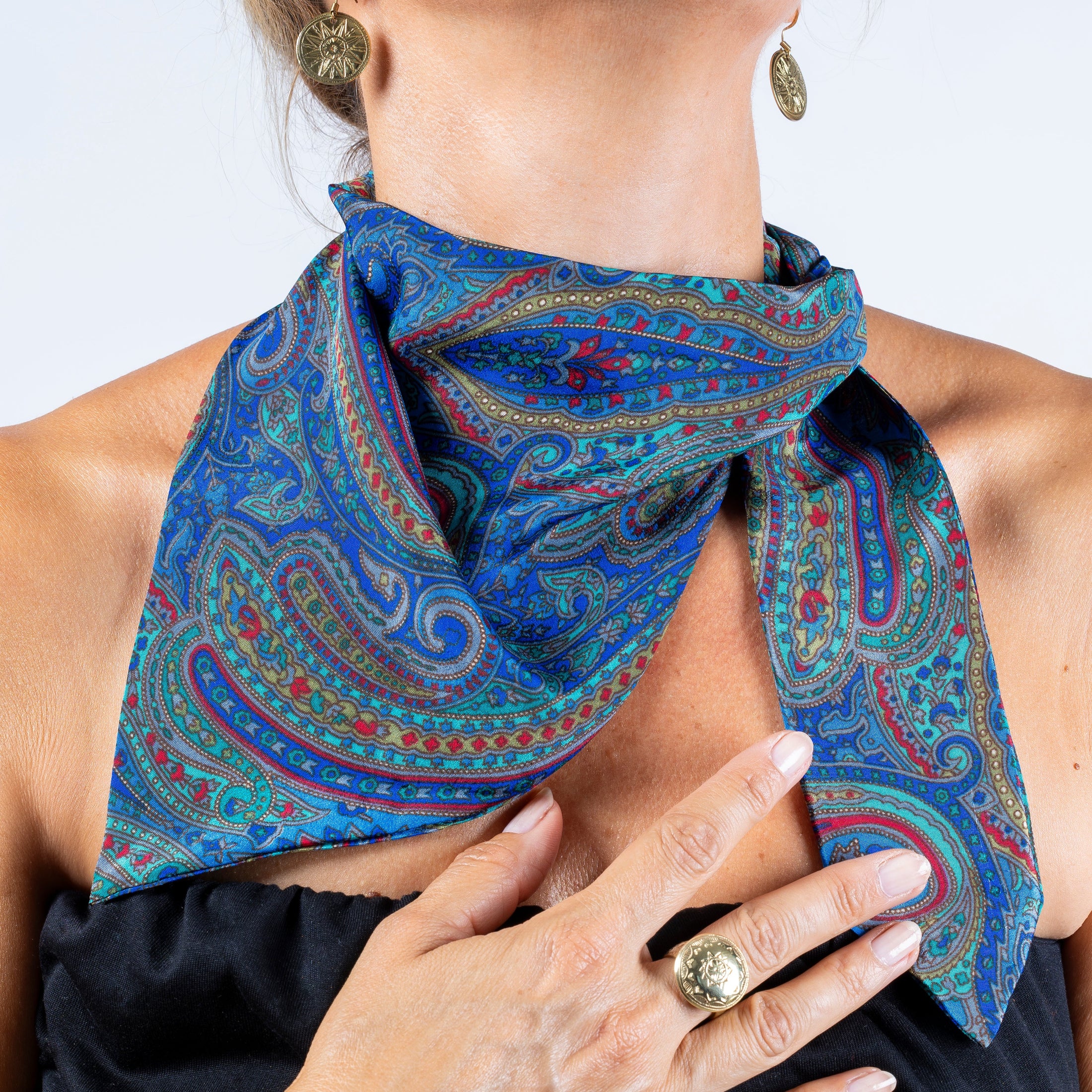 Foulard de soie Bleu cachemire Homme et Femme-Les Soieries d'HUBBTON'S