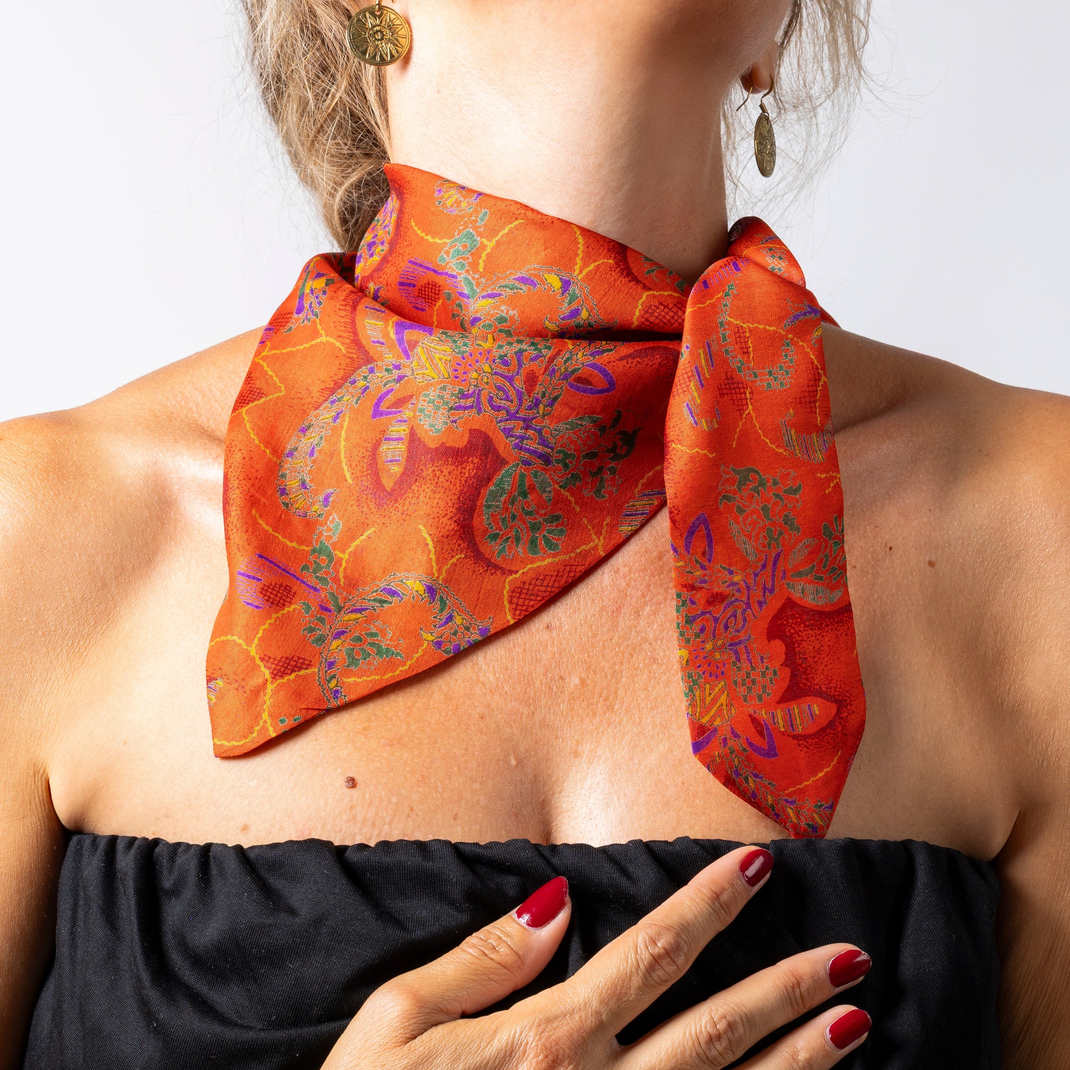 Foulard de soie Cuivre d'automne Homme et Femme-Les Soieries d'HUBBTON'S