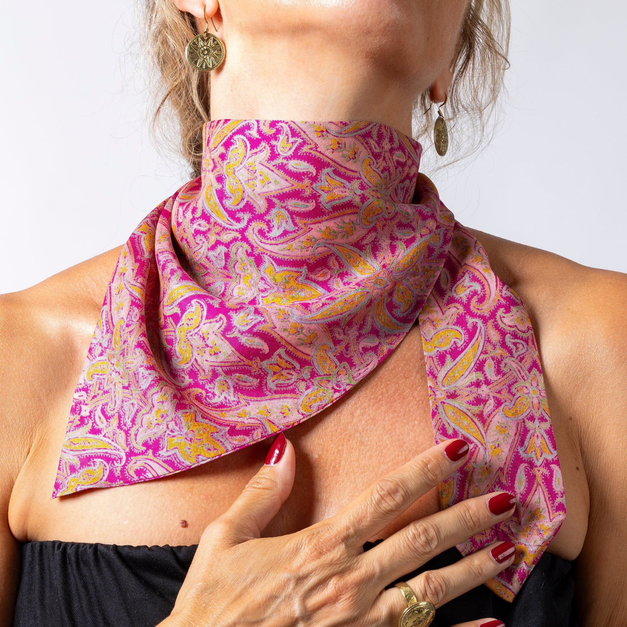 Foulard de soie Rose indien Homme et Femme-Les Soieries d'HUBBTON'S