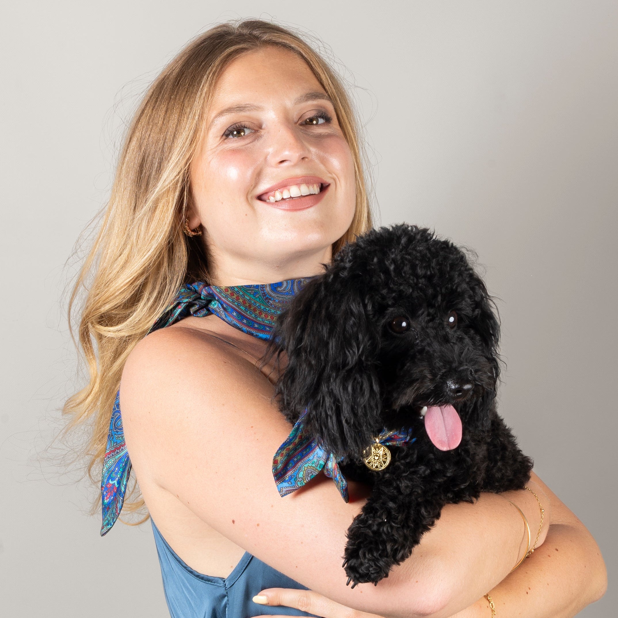 Foulard de soie Bleu cachemire Homme et Femme-Les Soieries d'HUBBTON'S