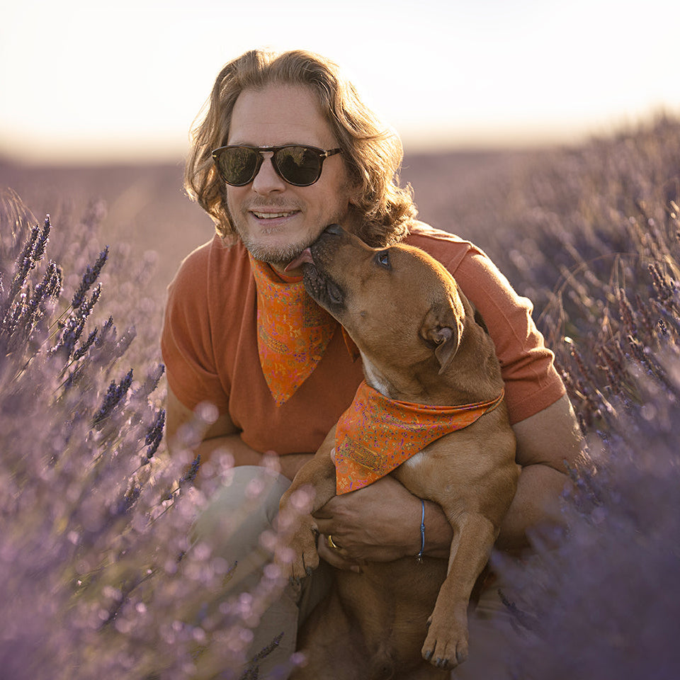 Foulard de soie Clémentine pour chien-Les Soieries d'HUBBTON'S