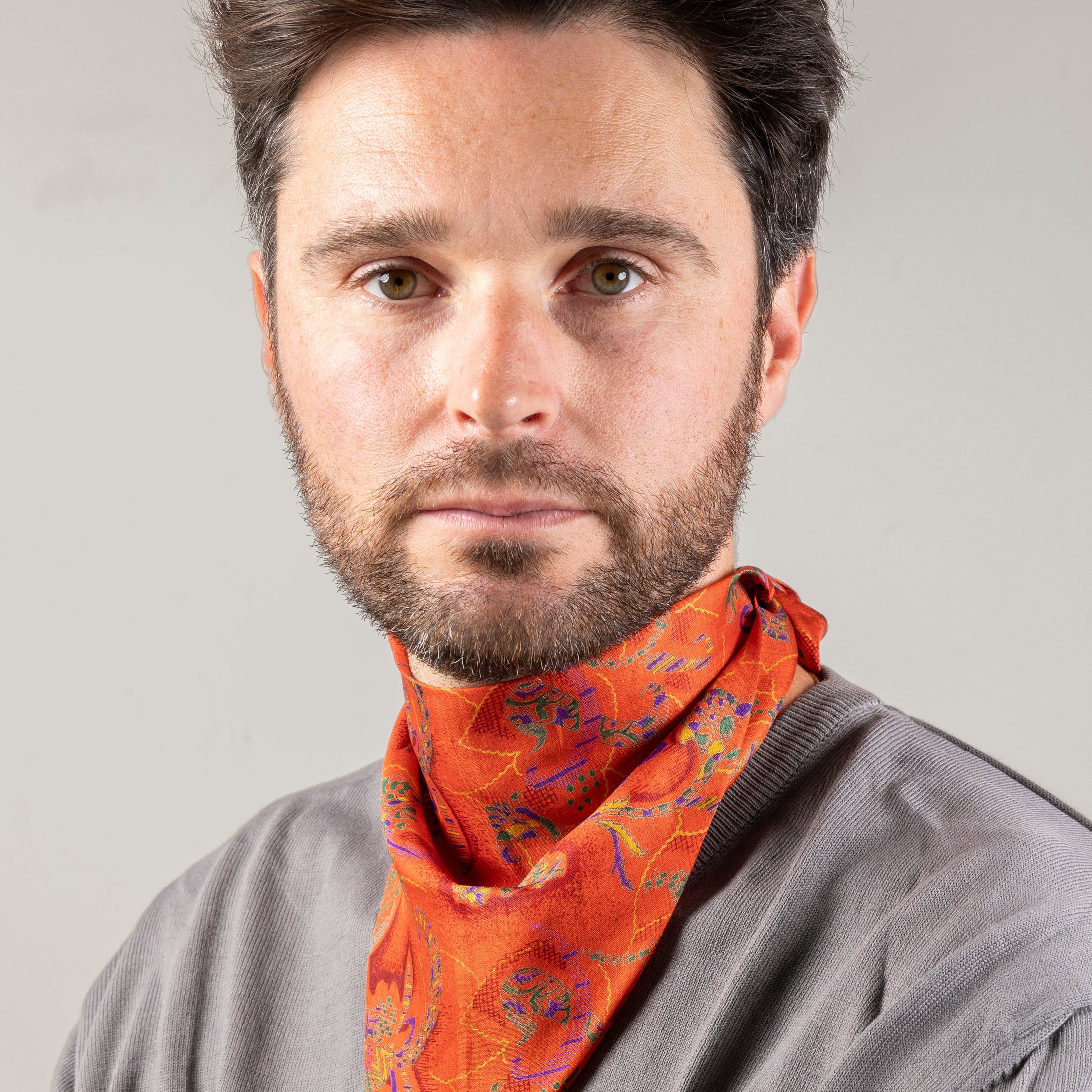 Foulard de soie Cuivre d'automne Homme et Femme-Les Soieries d'HUBBTON'S
