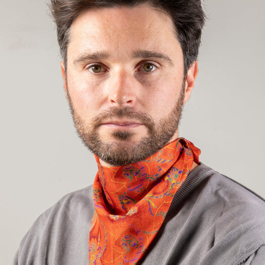 Foulard de soie Cuivre d'automne Homme et Femme-Les Soieries d'HUBBTON'S