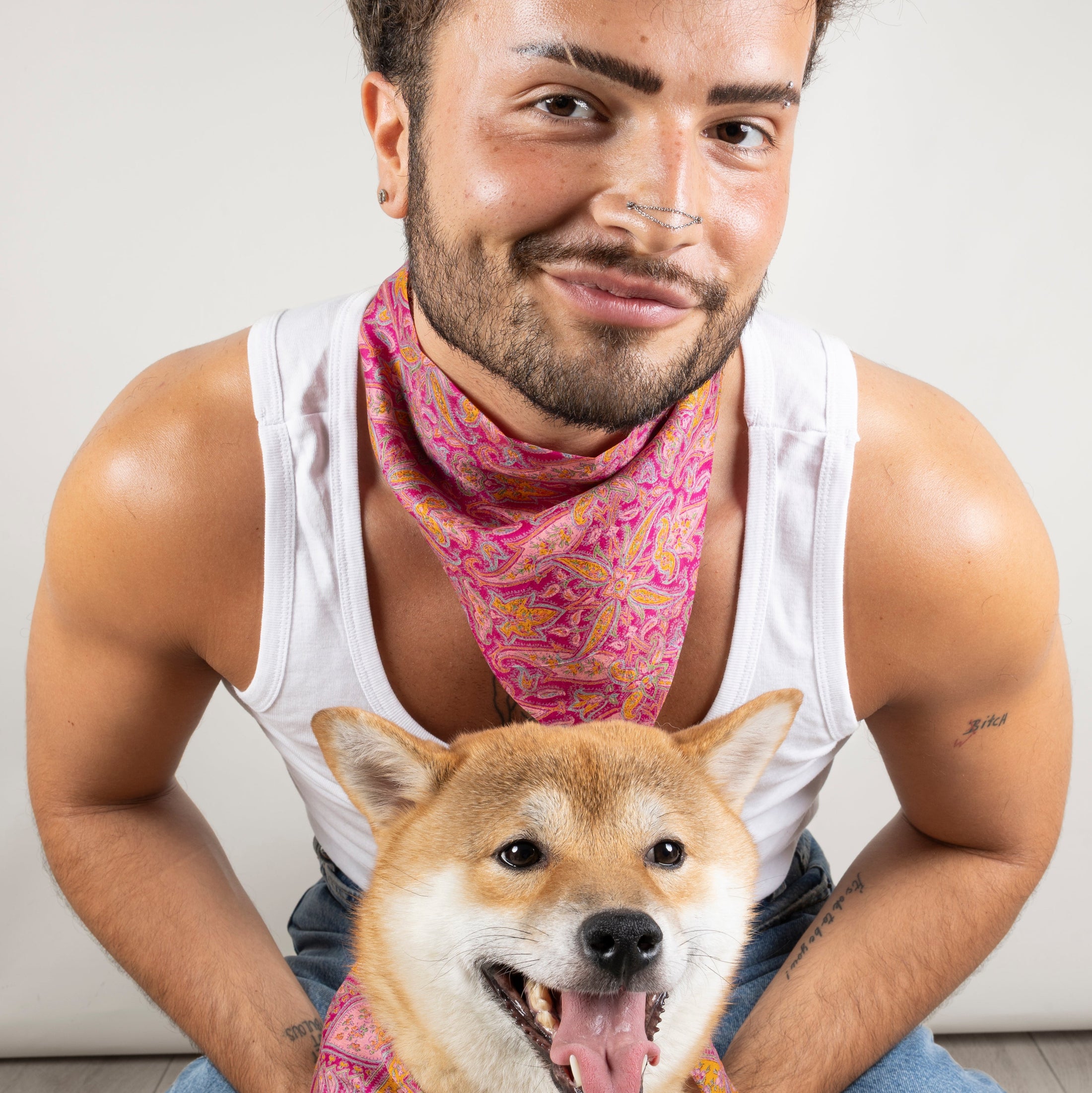 Foulard de soie Rose indien Homme et Femme-Les Soieries d'HUBBTON'S